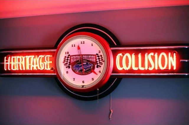 heritage collision sign clock