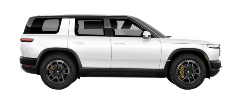 Rivian R2 in white for manufacturer certified collision Heritage Collision Ann Arbor clear
