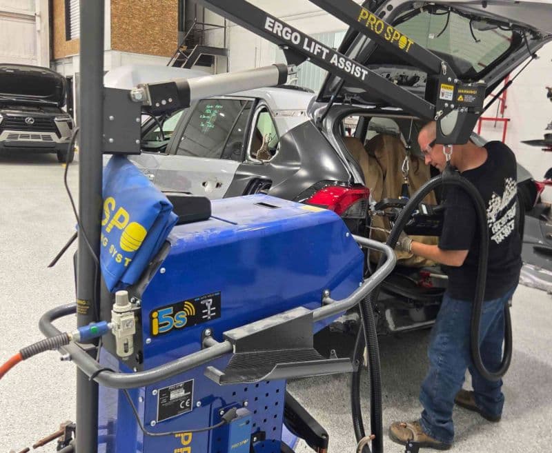 Auto-body-repair-technician-welding-aluminum-at-Heritage-Collision-Ann-arbor